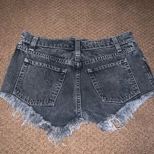 LF Black Jean Ripped Shorts